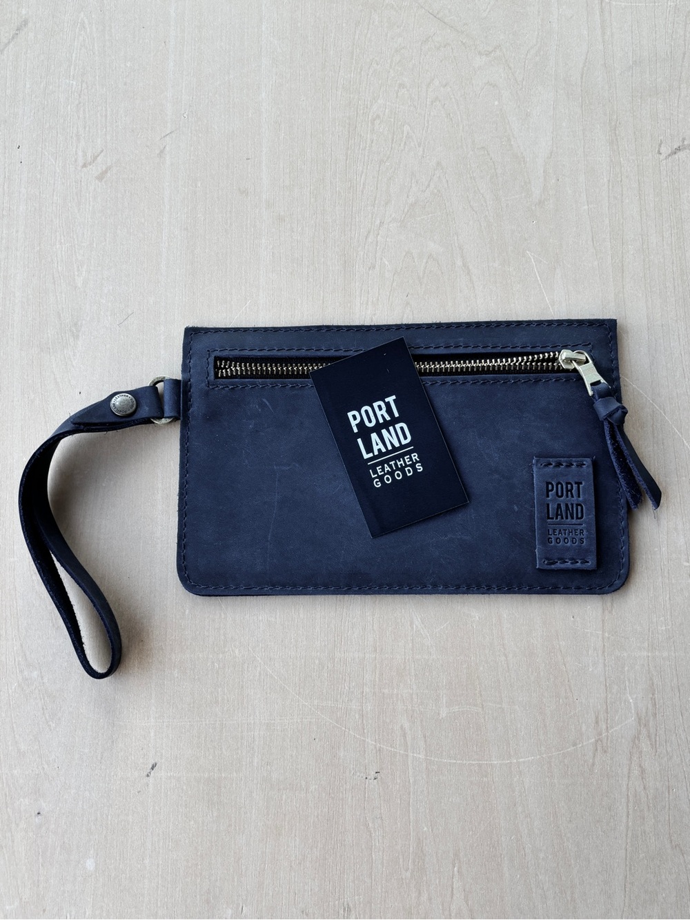 Portland Leather Goods Adriana Cowboy Blue Wristlet Pouch